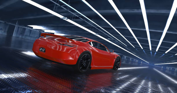 istock Generic Luxury concept sports car 3d model in a showroom 961808840