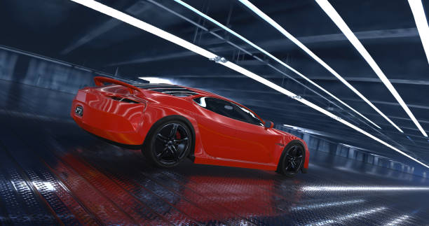 istock Generic Luxury concept sports car 3d model in a showroom 961808844