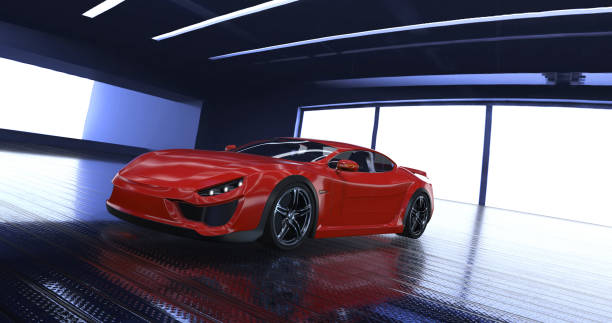 istock Generic Luxury concept sports car 3d model in a showroom 961808938