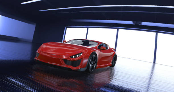 istock Generic Luxury concept sports car 3d model in a showroom 961808942