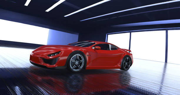 istock Generic Luxury concept sports car 3d model in a showroom 961808944