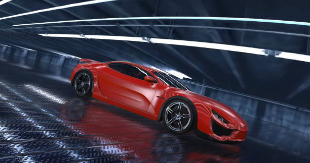istock Generic Luxury concept sports car 3d model in a showroom 961808946