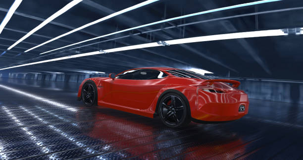 istock Generic Luxury concept sports car 3d model in a showroom 961808948