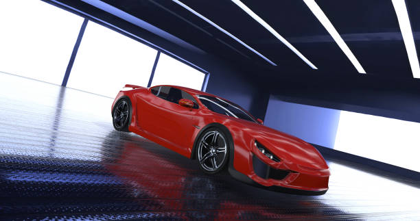 istock Generic Luxury concept sports car 3d model in a showroom 961809042