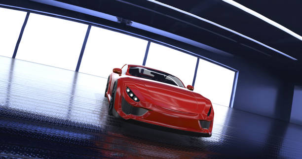 istock Generic Luxury concept sports car 3d model in a showroom 961809048