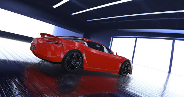 istock Generic Luxury concept sports car 3d model in a showroom 961809154