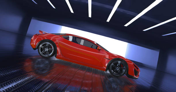 istock Generic Luxury concept sports car 3d model in a showroom 961809156