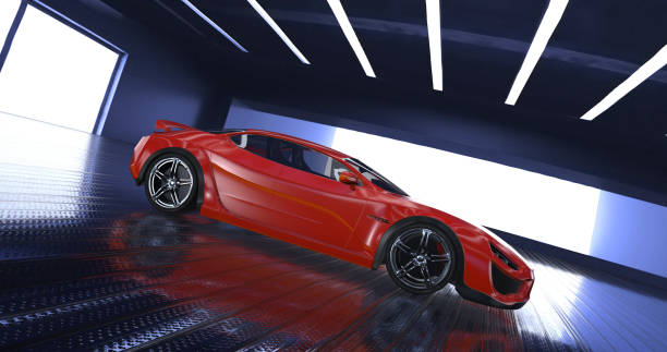 istock Generic Luxury concept sports car 3d model in a showroom 961809160
