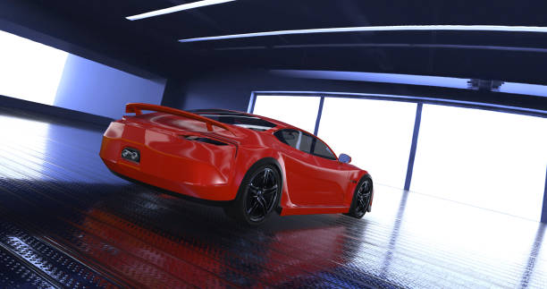 istock Generic Luxury concept sports car 3d model in a showroom 961809166