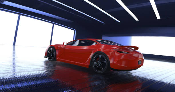 istock Generic Luxury concept sports car 3d model in a showroom 961809260