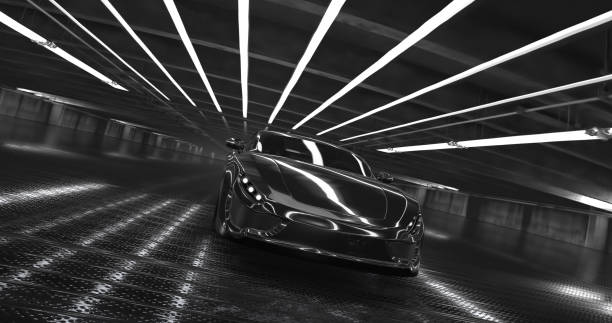 istock Generic Luxury black concept sports car 3d render 961809626