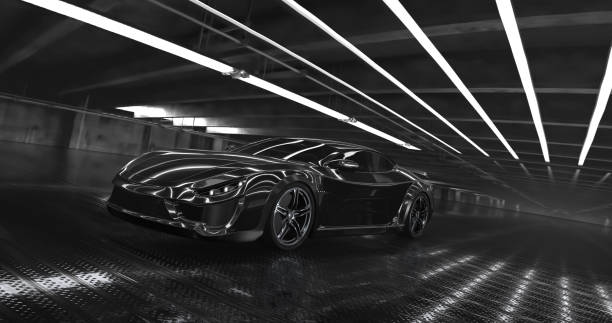 istock Generic Luxury black concept sports car 3d render 961809650