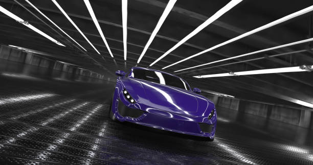 istock Generic Luxury purple concept sports car 3d render 961811786