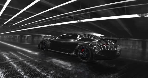 istock Generic Luxury black concept sports car 3d render 961811788