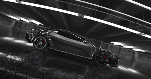 istock Generic Luxury black concept sports car 3d render 961811790