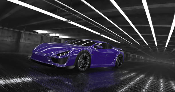 istock Generic Luxury purple concept sports car 3d render 961811792
