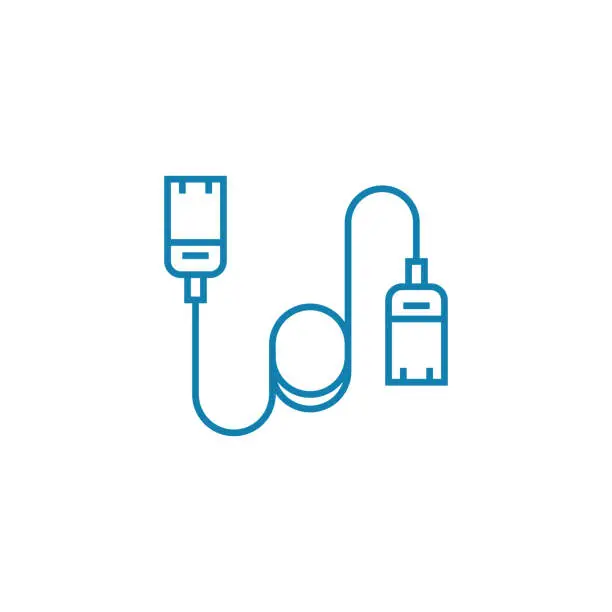 Vector illustration of Usb cord linear icon concept. Usb cord line vector sign, symbol, illustration.