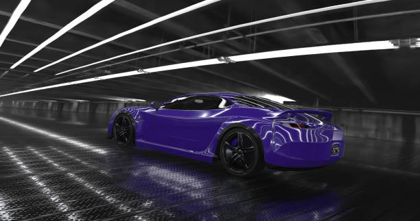 istock Generic Luxury purple concept sports car 3d render 961811938