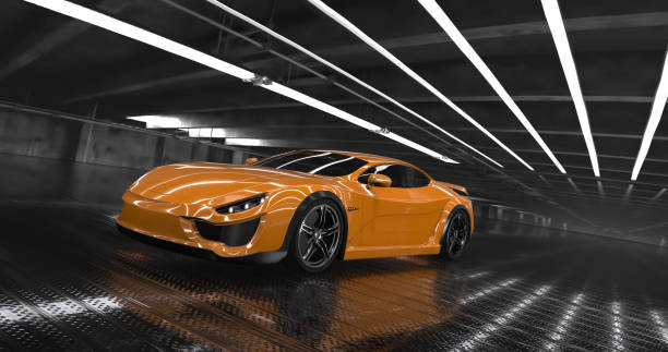 istock Generic Luxury orange concept sports car 3d render 961811940