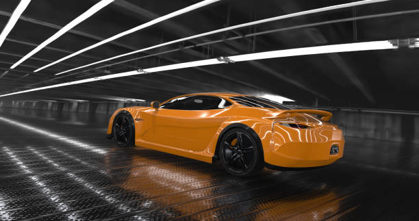 istock Generic Luxury orange concept sports car 3d render 961811944