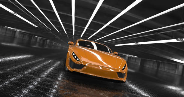 istock Generic Luxury orange concept sports car 3d render 961811946