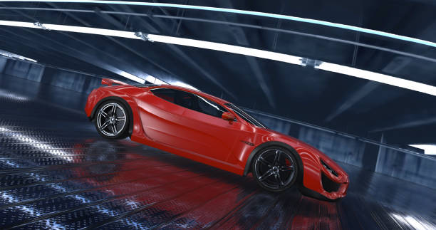 istock Generic Luxury concept sports car 3d model in a showroom 961812202