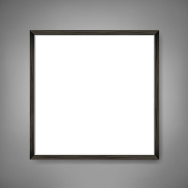 Square Blank framed poster on grey wall. Vector template - ilustração de arte vetorial