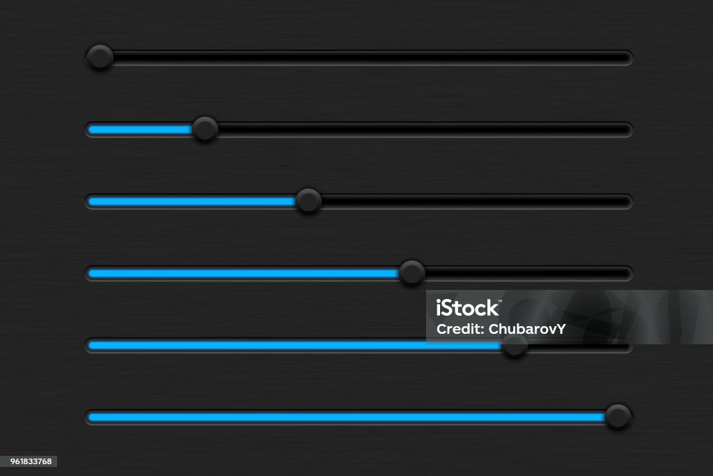 Control Panel Slider Slider Bar Black Interface Control Panel With Blue Color Stock ...