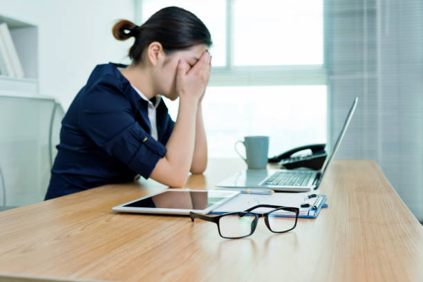 istock Tired businesswoman is resting in her office 961841756