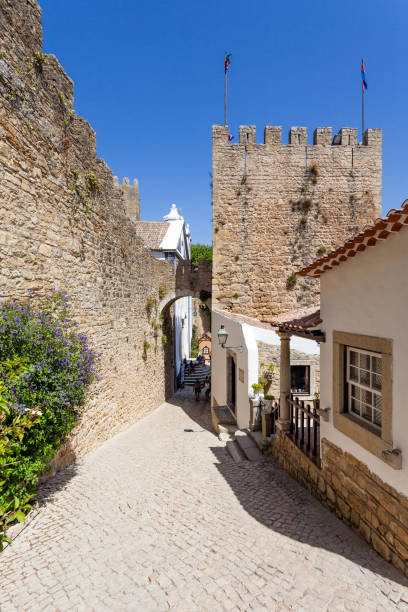 istock Albarra Tower, Castle Walls and typical street. 961842416