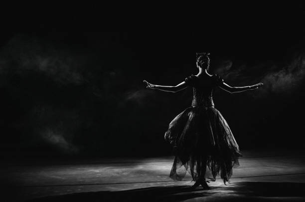 istock Silhouette of young ballet dancer standing back to camera 961847010
