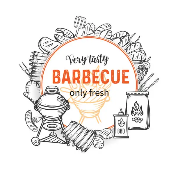 Vector illustration of Barbecue round banners