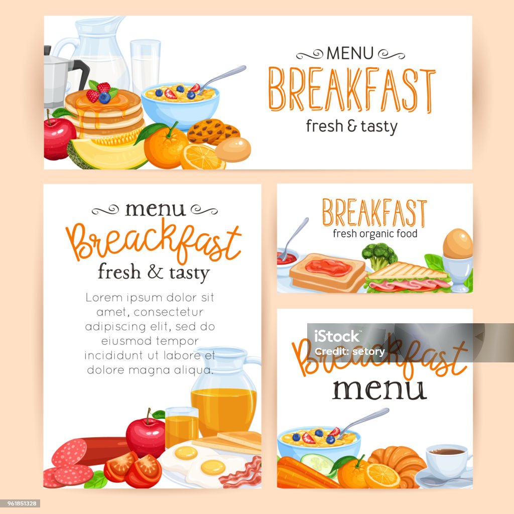 Breakfast Menu Color Menu Breakfast Stock Illustration - Download Image Now - Apple - Fruit ...