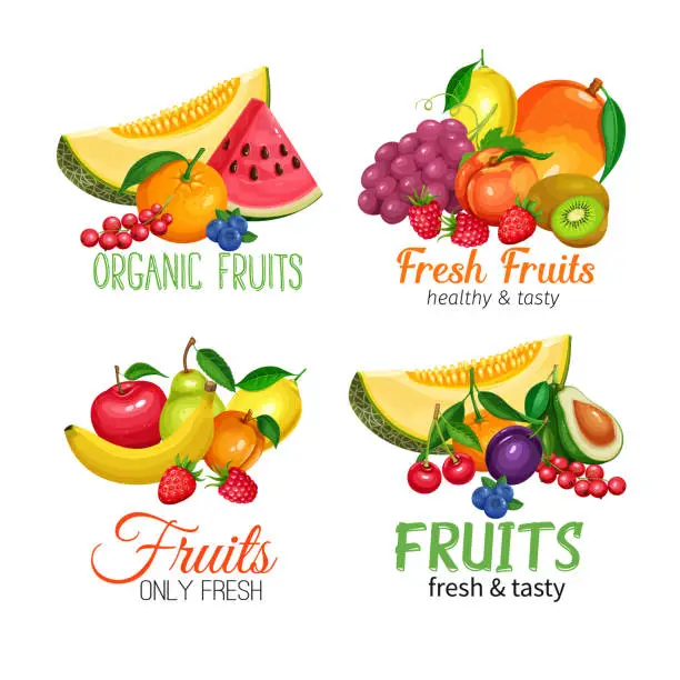 Vector illustration of Fruits banners.