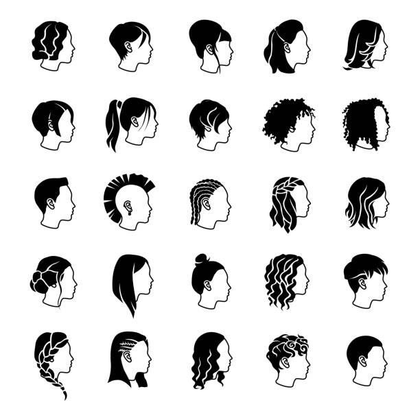 Female hairstyles vector icons 25 Female hairstyles vector icons woman beehive stock illustrations
