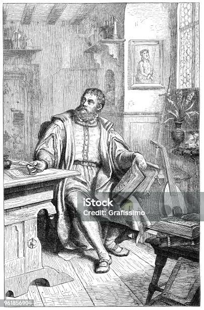 Martin Luther German Reformer Translating The Bible In Wittenberg Stock Illustration - Download Image Now