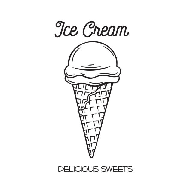 ручной обращается мороженое - ice cream cone stock illustrations