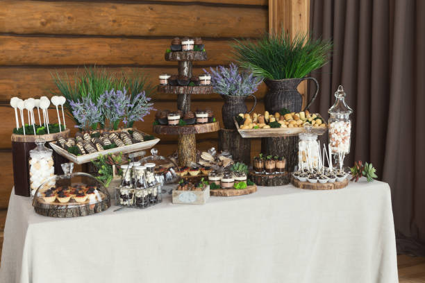 istock Dessert table for any holiday at wooden background 961865690