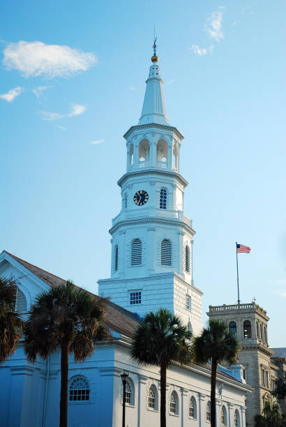 Charleston, SC, USA June 22, 2010 St Michaels Church in downtown Charleston, South Carolina is one of the tallest structures in the charming city.