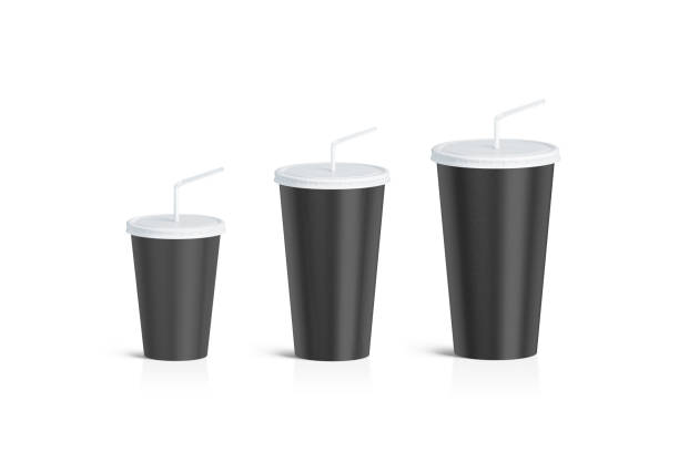 istock Blank black disposable cup straw mock up set isolated 961867220