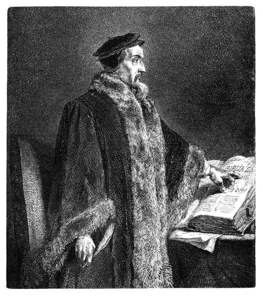ilustrações, clipart, desenhos animados e ícones de john calvin francês teólogo e reformador durante a reforma protestante - teólogo