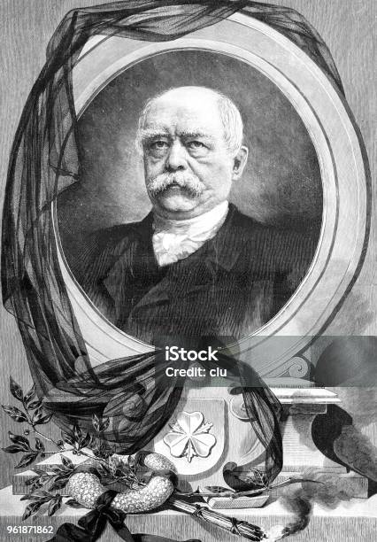 Otto Von Bismarck Oval Portrait Stock Illustration - Download Image Now - 1890-1899, 1898, 19th Century