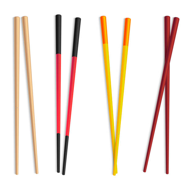 ilustrações de stock, clip art, desenhos animados e ícones de realistic detailed 3d food chopsticks set. vector - hashis