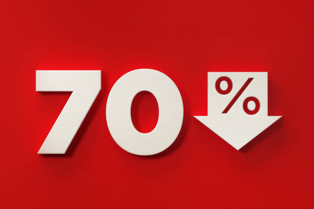 istock Seventy Percent Off Discount Symbol On Red Background 961880646
