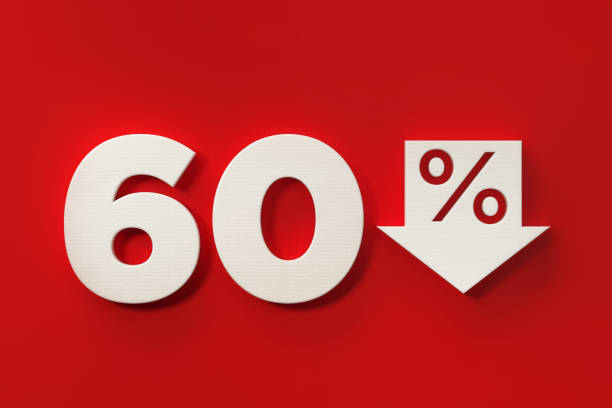 istock Sixty Percent Off Discount Symbol On Red Background 961881088