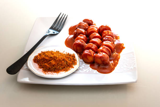 istock Tasty german sausage served with sauce 961881186