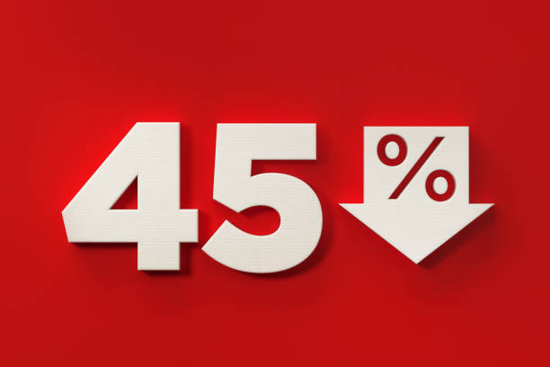 istock Forty Five Percent Off Discount Symbol On Red Background 961881438