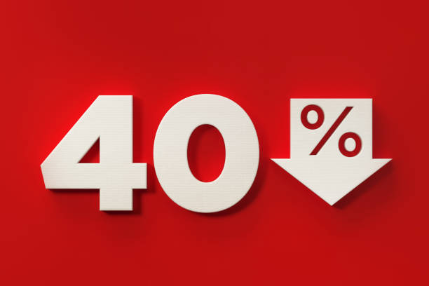istock Forty Percent Off Discount Symbol On Red Background 961881634