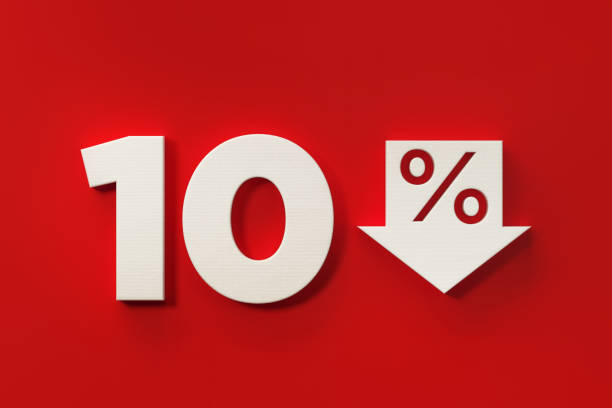 istock Ten Percent Off Discount Symbol On Red Background 961882048