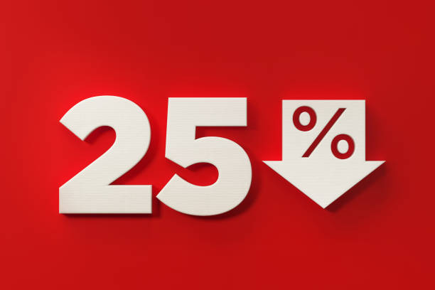 istock Twenty Five Percent Off Discount Symbol On Red Background 961882636